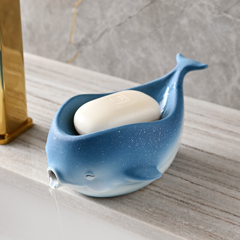 陶瓷肥皂架肥皂盒沥水皂盒星空鲸卫生间香皂盒轻奢风香皂置物架
