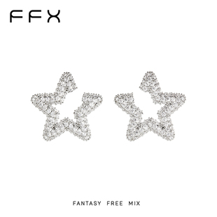 弗弗西FFX925纯银针星星耳环小众高级轻奢耳饰时尚满钻五角星耳钉