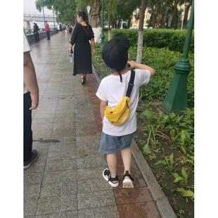 儿童帆布斜挎包男童帅气腰包夏天出行小背包小学生运动胸包女童潮