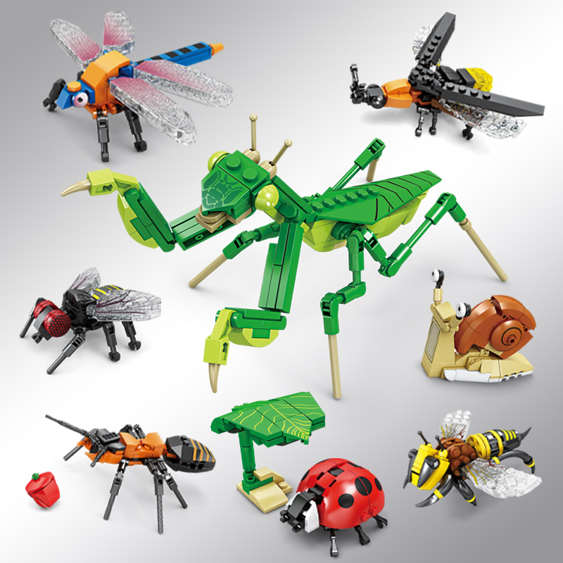 昆虫积木男女孩益智力拼装玩具海洋动