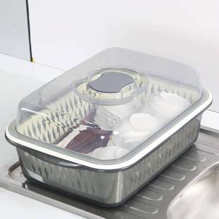 加厚家用食品级双层塑料沥水篮洗菜盆水果盘蓝带盖厨房水槽淘菜篮