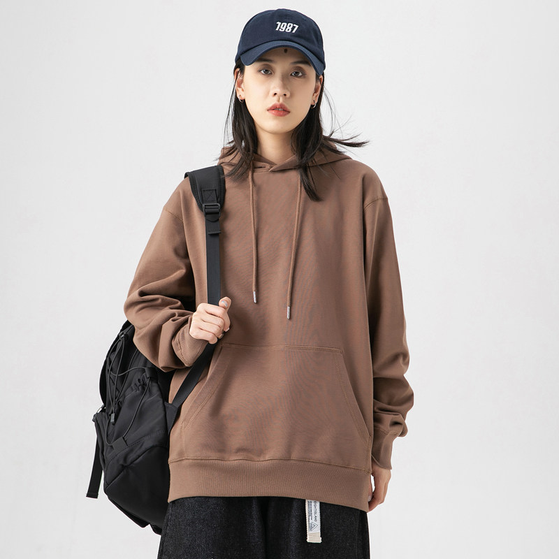 野晒秋冬季连帽套头男款卫衣宽松休闲净版纯色女情侣学生青少年潮