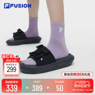 FILA FUSION斐乐官方潮牌女鞋夹芯拖鞋2024夏季新款运动休闲凉拖