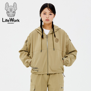 LifeWork2023秋季新款连帽短外套街潮百搭时尚韩版潮牌简约外套