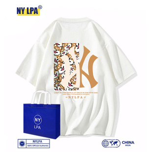 MLB&NYLPA短袖t恤夏季纯棉男女情侣学生宽松半袖潮牌重磅大码美式