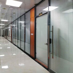 武汉办公室玻璃隔断墙高隔断间单双层百叶铝合金钢化磨砂玻璃隔断
