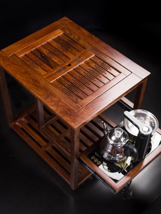 新品花梨木茶车可移动实木小茶桌功夫茶具茶盘泡茶台小号茶水柜家