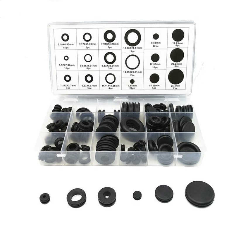 125PCS/Box Black Ring Rubber Grommet & Firewall Hole Plu