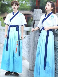 情侣汉服夏季短袖女侠女风帅气武侠侠客大码汉服女胖mm200斤古装