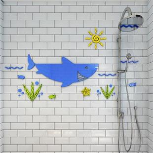 可爱卡通贴纸卫生间浴室墙贴纸3d亚克力装饰游泳馆儿童玻璃门贴纸