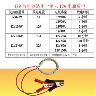12V电瓶快速放电发热电炉丝低压电阻丝大功率蓄电池电源老化负载