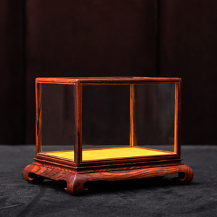 红木玻璃罩红酸枝宝笼摆件文玩古董观音佛像透明防尘罩展示盒定制
