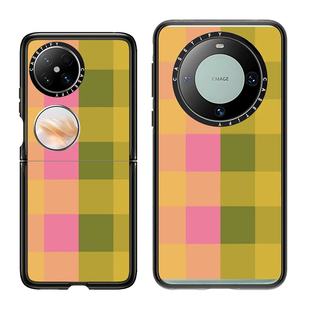 现货CASETiFY粉红色和绿色格子适用于华为Pocket 2折叠手机壳mate60 pro保护套pro+个性创意艺术防摔款保护套