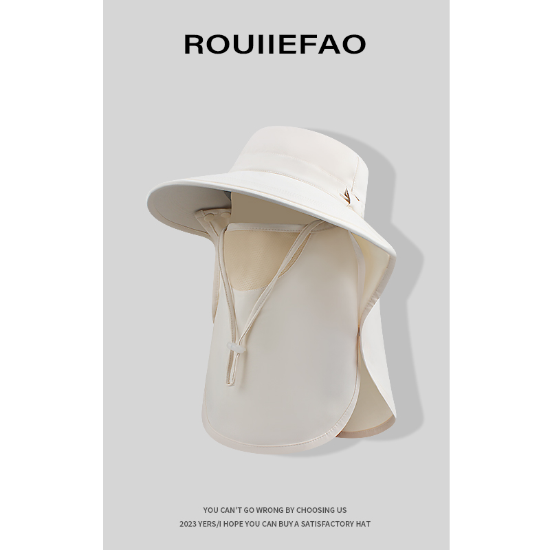 ROUIIEFAO全护功能型防晒面罩女夏季防紫外线护颈一体遮太阳帽子