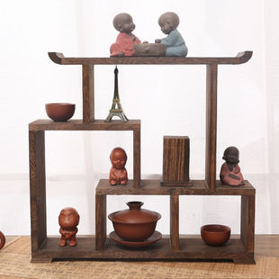 茶壶展示架博古架小实木中式迷你桌面摆件多宝阁茶具架子置物架