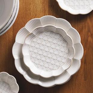 欧式复古浮雕陶瓷餐具釉下彩窑变家用餐盘汤面碗饭碗蘸碟杯子