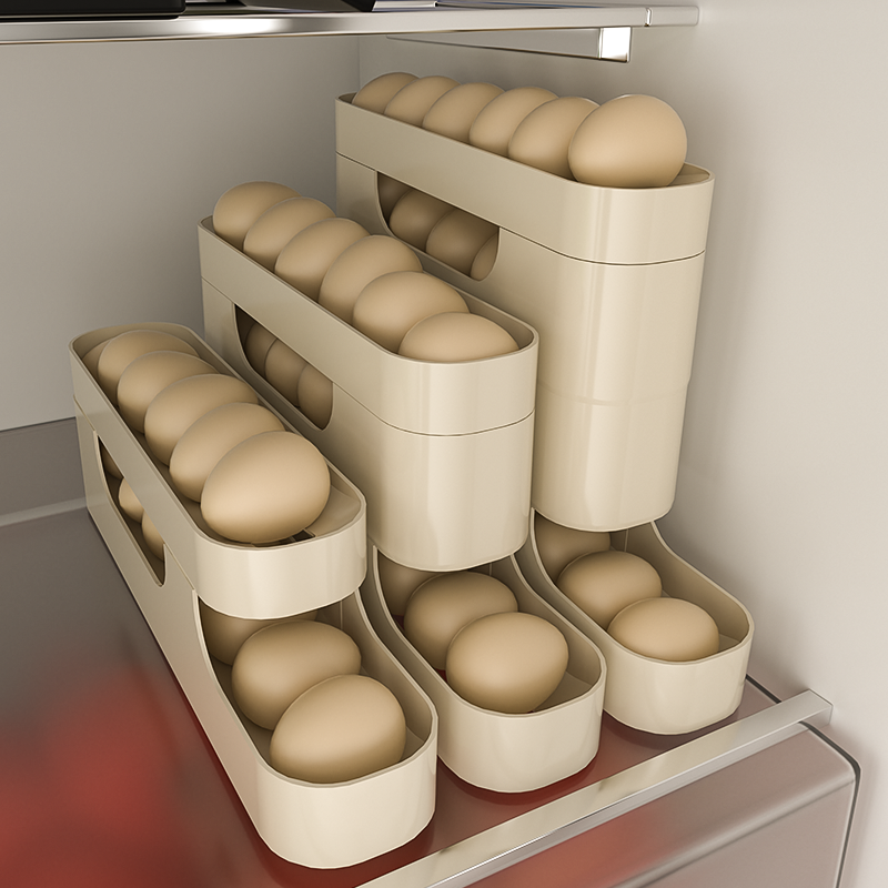 自动滚落式鸡蛋收纳盒冰箱用保鲜盒滚动鸡蛋盒滑梯装鸡蛋架托神器