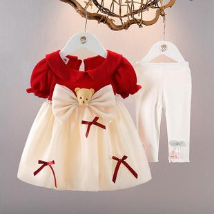婴儿夏装0女童装2时髦公主裙3洋气两件套1-4岁衣服女宝宝短袖套装