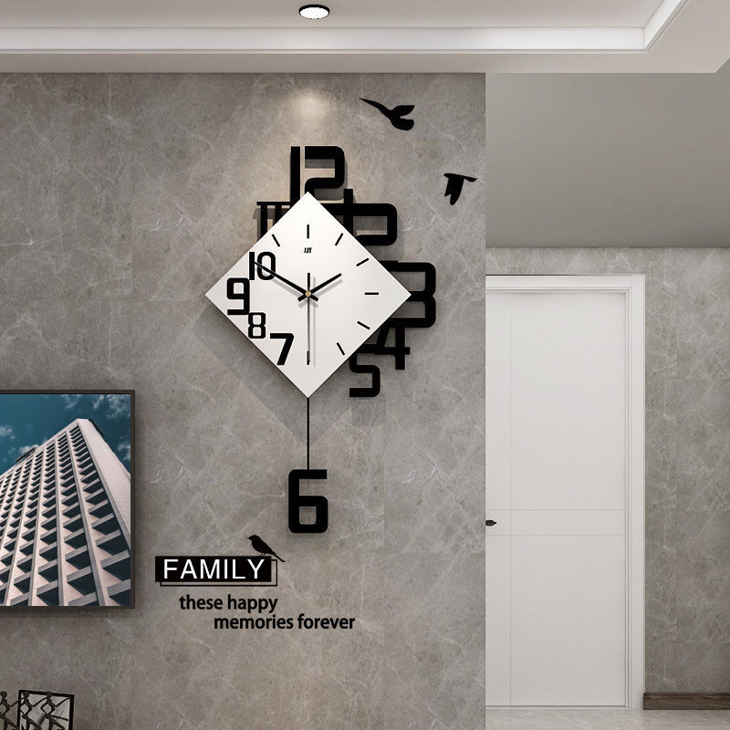 时尚客厅钟表创意摇摆时钟时尚简约餐厅摇摆钟表卧室静音艺术挂表
