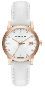 【全球购甄选】Burberry/博柏利 白色表盘皮带女式腕表BU9130