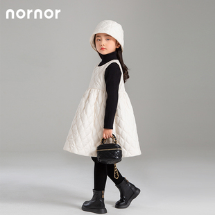 NORNOR 秋冬季珠片夹棉女童连衣裙儿童夹棉长裙裙子