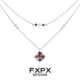 FXPX棕色棋盘格双层项链S925纯银吊坠小众设计高级感甜酷风项链女
