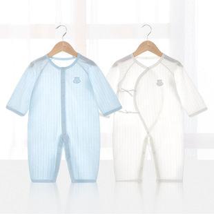 新生婴儿连体衣服纯棉哈衣宝宝和尚服睡衣夏季短袖婴幼儿夏装薄款