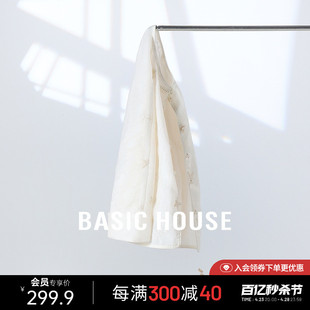 Basic House/百家好新中式纯色国风衬衫春夏新款刺绣盘扣气质上衣