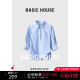 Basic House/百家好莫代尔短袖衬衫纯色通勤气质衬衣B0623B52342