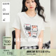 Basic House/百家好美式百搭猫咪个性印花设计感夏季新款短袖T恤