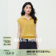 Basic House/百家好纯色polo领小飞袖针织衫夏季高级短款翻领上衣