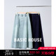 Basic House/百家好水洗牛仔半身裙夏新款复古高腰中长款A字伞裙