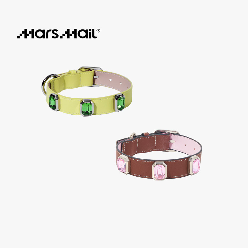 火星来电MarsMail 宠物项圈脖圈大中小型犬猫狗通用皮革宝石狗圈