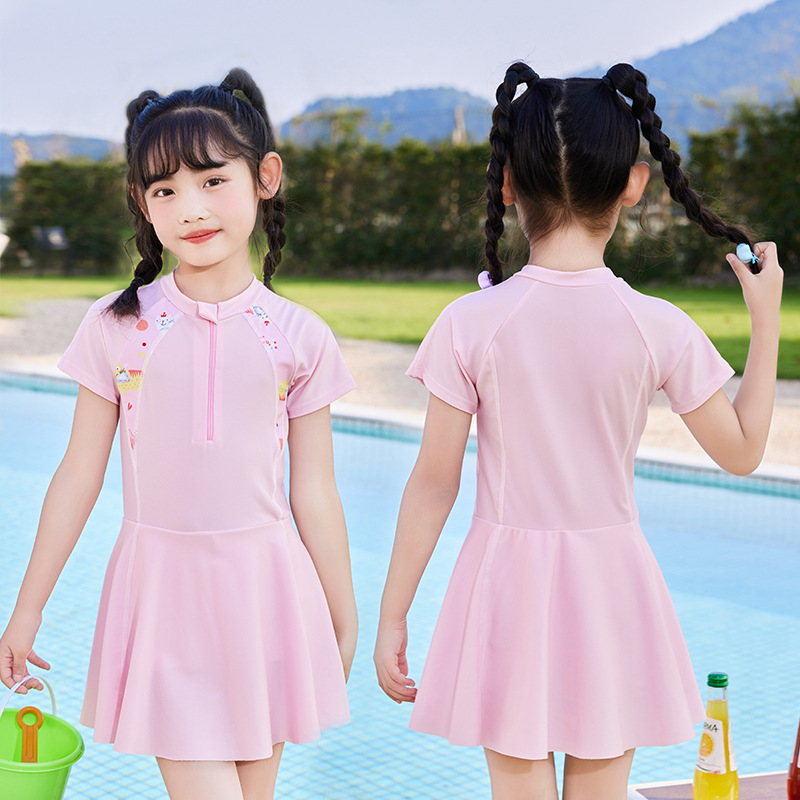 儿童泳衣女童2024新款连体防晒游夏小中大童女孩训练游泳装备泳裙