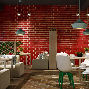 复古怀旧3D立体仿真砖纹红色砖块砖头墙纸咖啡馆酒吧餐厅红砖壁纸