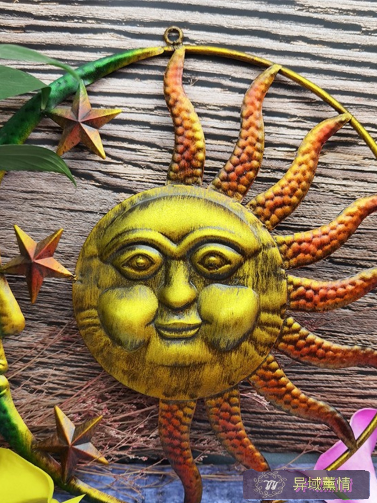 欧式创意铁艺太阳月亮星星图案挂件居家摆件室内室外墙上艺术装饰