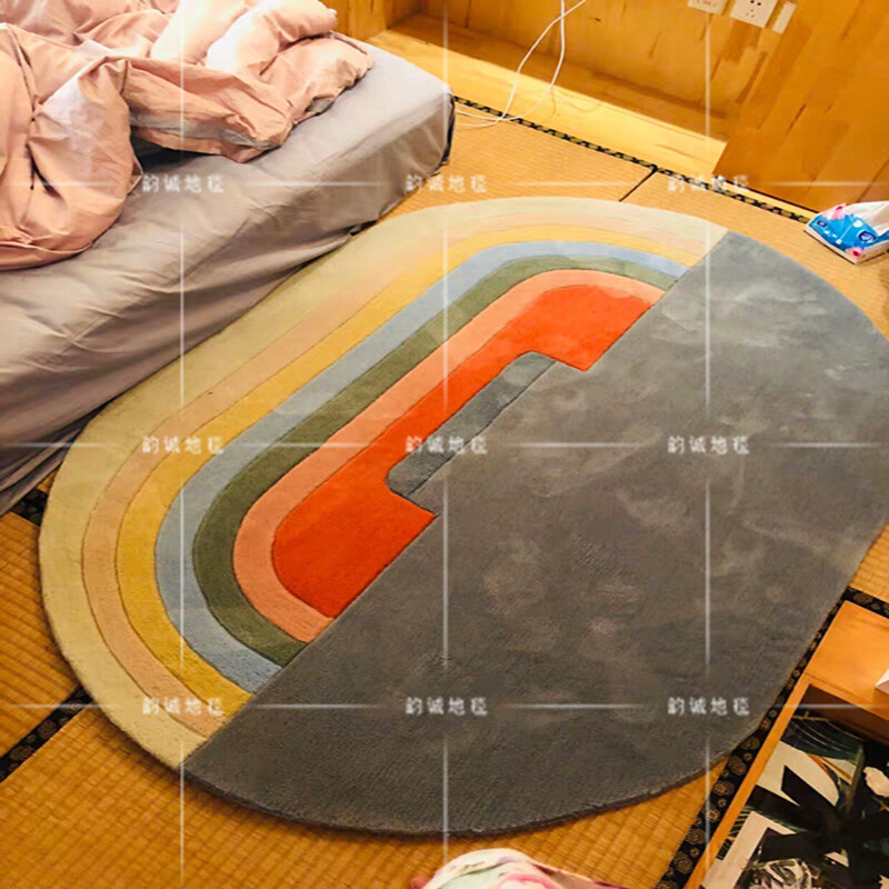 欧式美式日韩椭圆形地毯客厅茶几沙发卧室书房店面手工腈纶地毯