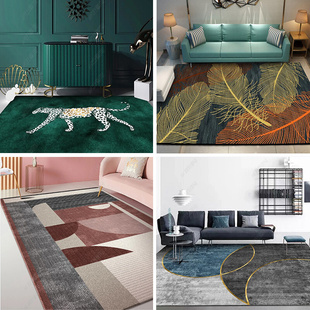 北欧风美式轻奢民宿地毯客厅卧室满铺茶几垫沙发几何现代简约地垫
