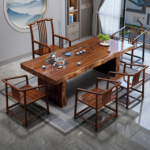 新品整板新中式实木大板茶桌椅组合功夫泡茶台办公室禅意茶具套装