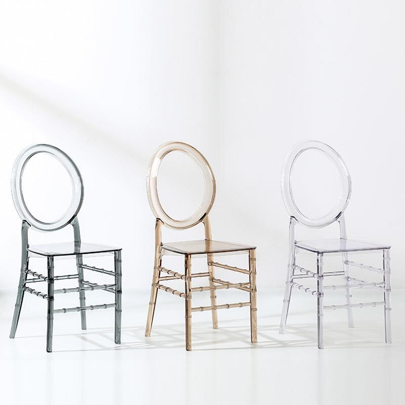 北欧家用小户型靠背餐椅现代简约竹节透明椅子网红轻奢塑料洽谈椅