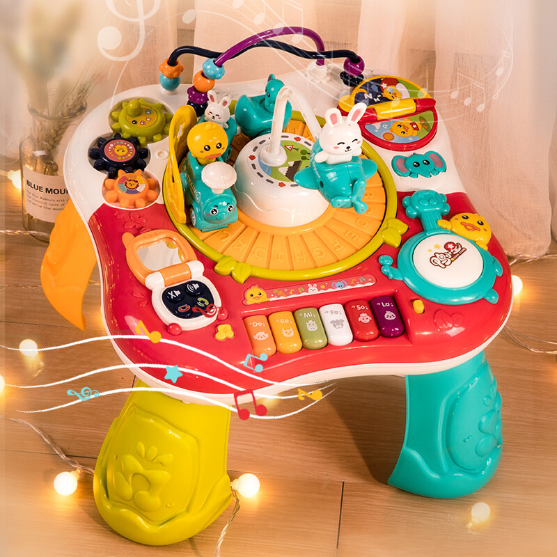 高档多功能儿童玩具台电动小火车电子琴摩 天轮宝宝打地鼠游戏桌