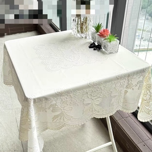 桌布防水防油免洗防烫方桌布正方形户外茶几垫蕾丝塑料台布餐桌布