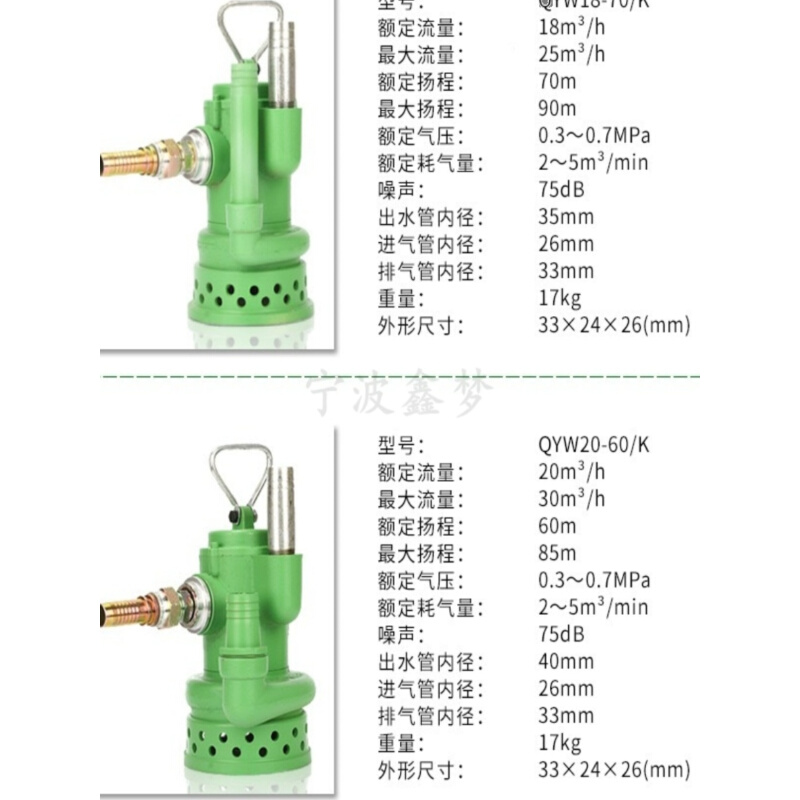 IMPA591636风动式排水泵591237 591631防爆气动潜水泵591232铸铁