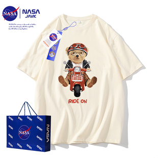 NASA联名款纯棉t恤男夏季新款卡通圆领情侣款上衣宽松短袖青少年