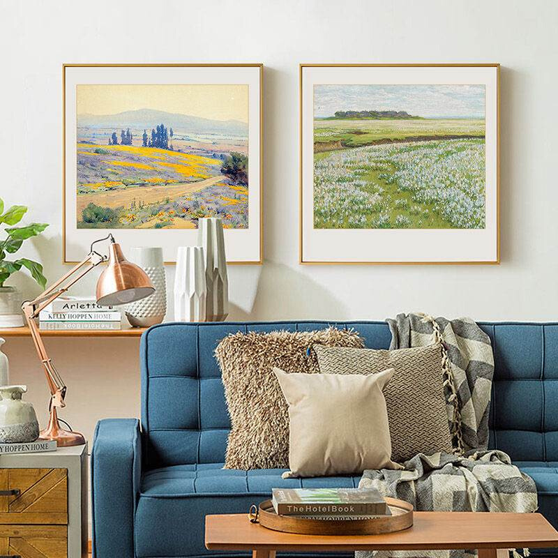 印象派风景画北欧客厅组合挂画沙发背景墙装饰画卧室餐厅墙面壁画