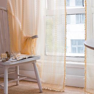 窗帘成品镂空钩针透光美式乡村阳台卧室飘窗复古窗纱帘