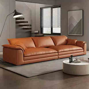 意式极简磨砂布沙发超宽坐深客厅现代简约网红羽绒懒人科技布沙发