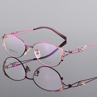 金属超轻近视女士优雅眼镜框防蓝光防雾变色镜片成品可配度数2834