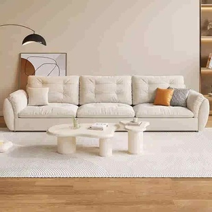 现代简约客厅小户型三人位猫爪布羽绒云朵沙发奶油风科技布艺沙发