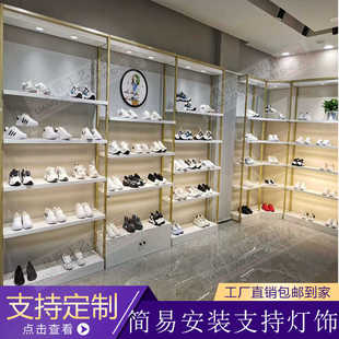 鞋店鞋架店铺商用鞋子展示架男女童鞋包包落地式货架带灯实木鞋柜